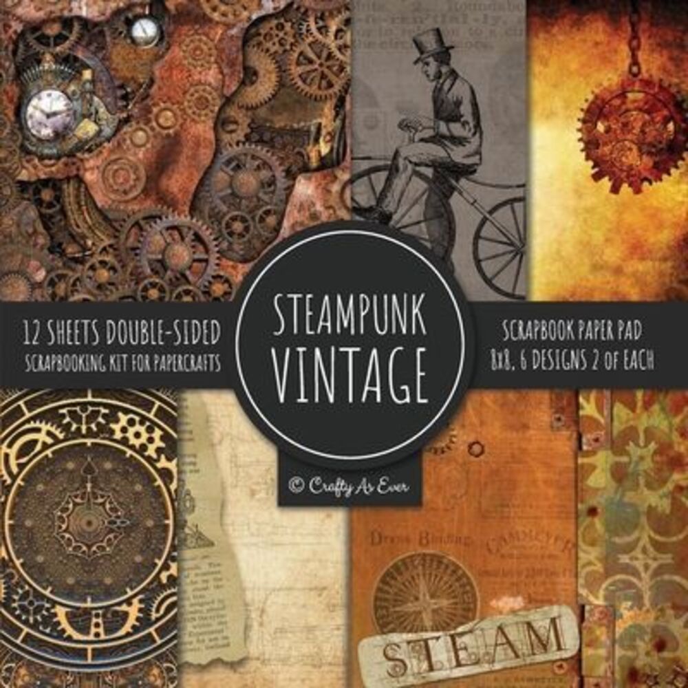 Vintage Steampunk Scrapbook Paper Pad 8x8 Scrapbooking Kit for Papercrafts, Card